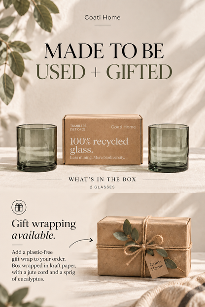 SANDY Light-Tinted (Short Glasses) – 100% Recycled & Handcrafted - Set of 2 units