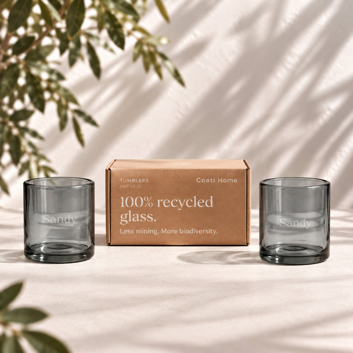 SANDY Light-Tinted (Short Glasses) – 100% Recycled & Handcrafted - Set of 2 units